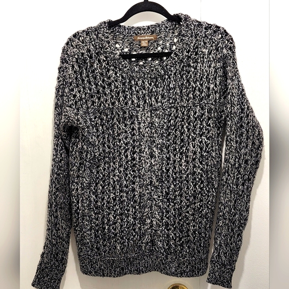 Tommy Bahama Sweaters - Tommy Bahama Black, Gray and Silver/Metallic Open Knit Pullover Sweater Size XS